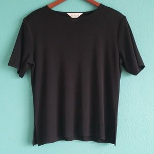 {Exclusively Misook} Black Short Sleeve Knit Top